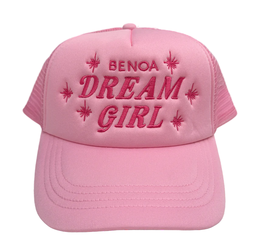 "Dream Girl" Embroidered Trucker Hat -Pink w/ pink - Image 5