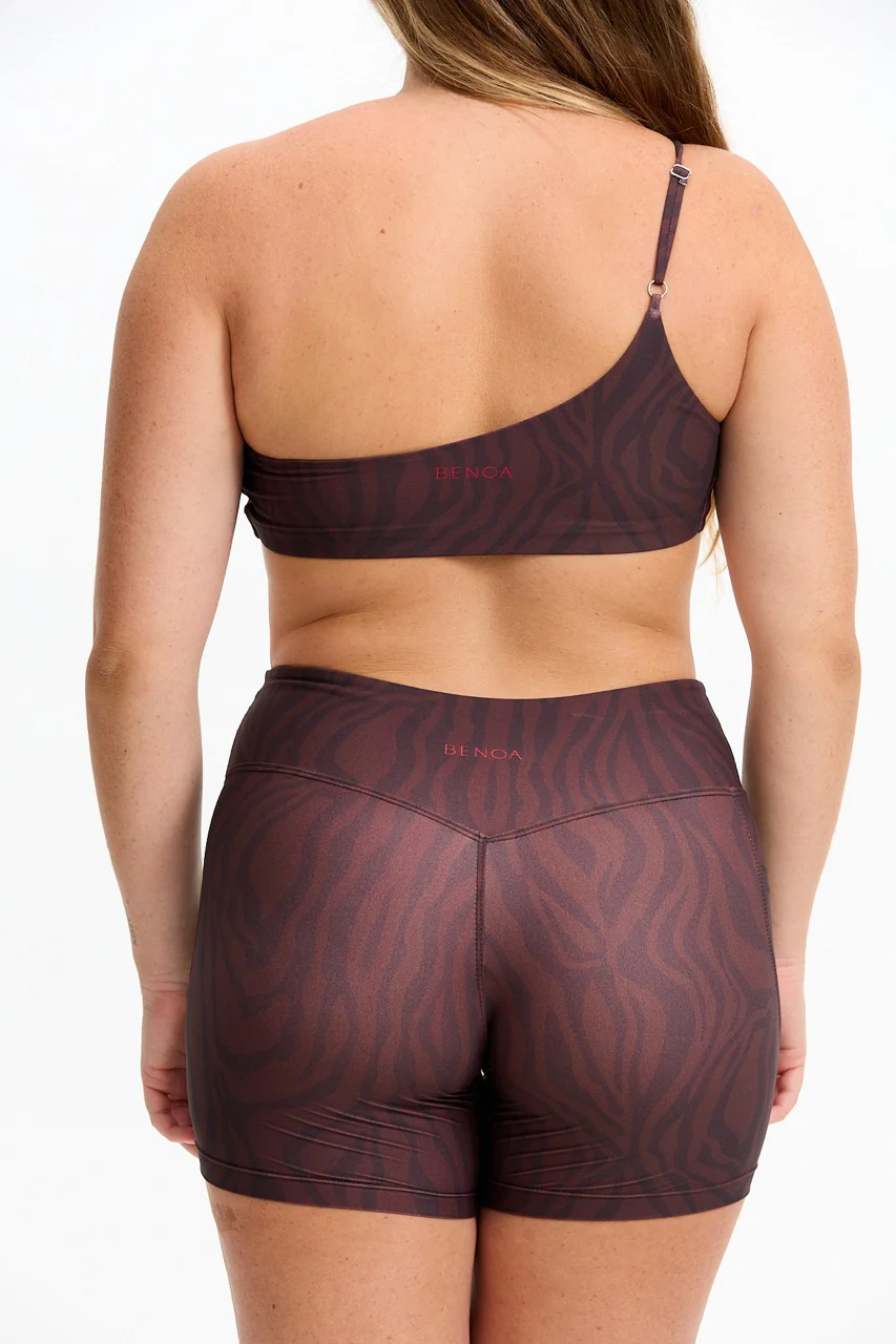 One Shoulder Sports Bra - Chocolate Zebra - Image 10